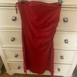 Velvet red cotton tube top dress - size small
